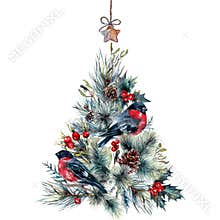 Watercolor Christmas Tree Greeting Card