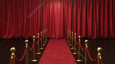 3D animation with alpha chanel, open and close luxure red silk, curtain decoration design. Red Stage Curtain for theater