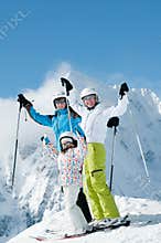 Happy family on ski