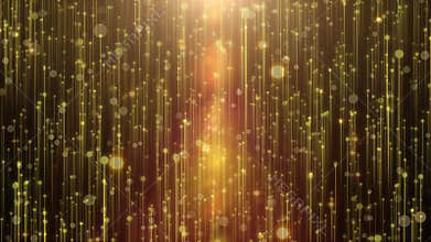 Beautiful golden curtain abstract background with particle rain
