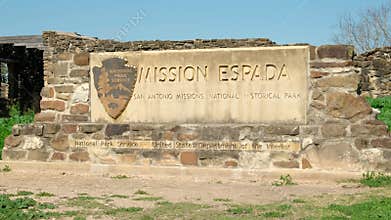 SAN ANTONIO, TEXAS - 01/13/2019 - Entrance at Mission Espada. This is an UNESCO protected site