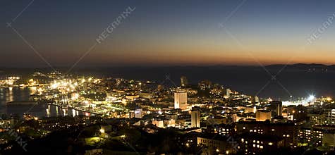 Vladivostok city center at sunset