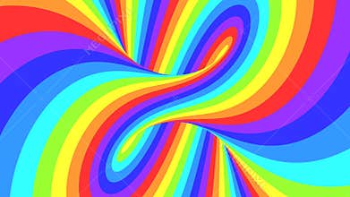 Spectrum psychedelic optical illusion. Abstract rainbow hypnotic animated background. Bright looping colorful wallpaper