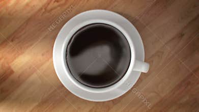 Super slow motion drops of coffee are falling into cup