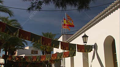 Spanish building - Catalonia Flag, Ibiza, Spain