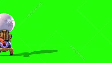 Monster Eye Man Walks Green Screen Side 3D Renderings Animations
