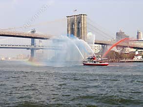 A fire fighting boat in New York city