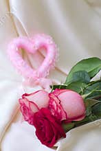 Pink heart and roses
