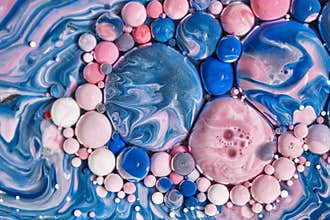 Colourful acrylic bubbles.Abstract ink design template mixed texture background. Liquid color backdrop. Wallpaper pattern. Oil