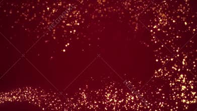 Christmas shooting star with a tail of golden particles