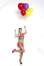 Fashion woman with ballons