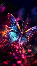 Butterfly realistic photography magic lights color,