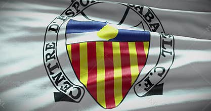 Barcelona, Spain - 17 September 2022: CE Sabadell football club, soccer team logo. Loop animation, Illustrative