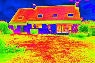 Thermographic picture of a house