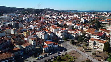 Aerial view of O Grove famous touristic destination in Galicia, Spain.