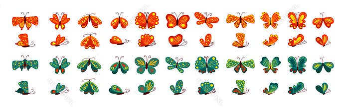 Set of colored butterflies. Vector illustration