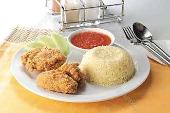 Friend chicken rice