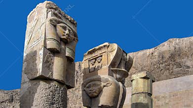 Statues of the goddess Hathor in the Hathor Shrine of the Temple of Hatshepsut at Luxor