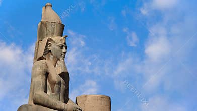 Pharaoh Statues & Blue Sky, Luxor Temple
