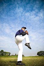 Baseball pitcher ready for throwing