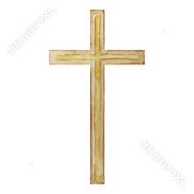 Watercolor cross, Easter religious symbol
