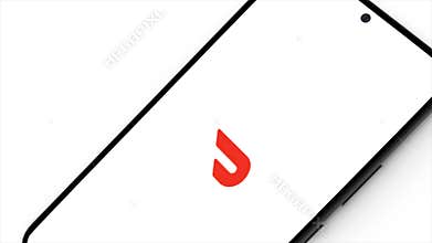 New York, USA - 1 May 2023: DoorDash Logo on Phone Screen Animation, Illustrative Editorial