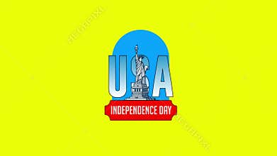 USA Statue of Liberty 4th of July Independence Day Circle Animation on Yellow Background