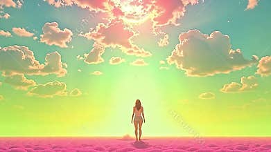 A singular, pristine figure, radiating joyful abandon in vibrant, Generative AI