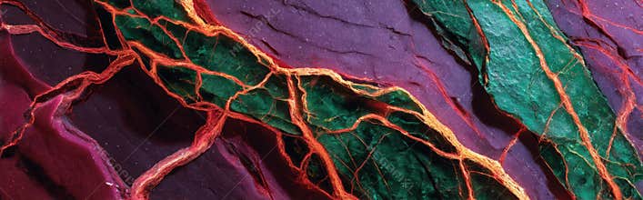 Colorful Semiprecious Agate with Veins of Purple and Green in Stone Layers
