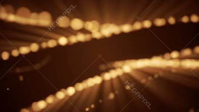 Shimmering Golden Bokeh Light Trails and Rays Flowing Abstractly in Warm Dark Space