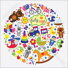 Baby toys icons.Set collection