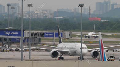 ANA 787 and Singapore 737 on the airfield