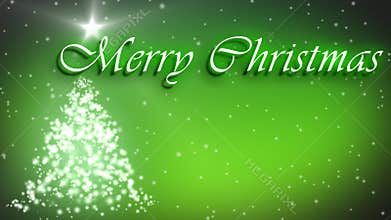 Merry Christmas animation with decorated tree and stars