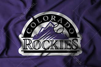 flag with the logo of the MLB Colorado Rockies baseball team