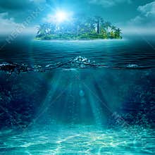 Alone island in ocean