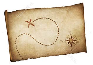 Pirates old treasure map isolated
