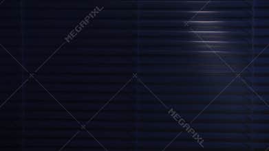 in search of a criminal, a male thief with a flashlight illuminates the room through the blinds, close-up