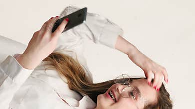 Vertical friendly chat online communication woman