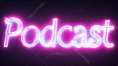 A neon podcast light, capturing the streaming podcasting concept. Generative AI