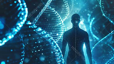 A silhouette symbolizes the quest for genetic tweaks to extend youth through advanced methods