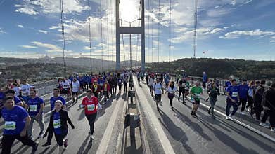 Athletes running in 45. Istanbul marathon