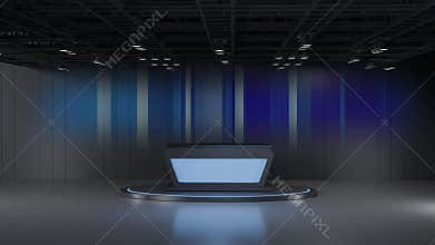 3D Virtual TV Studio News, Backdrop For TV Shows .TV On Wall.3D Virtual News Studio Background