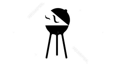 Grill, grilling, barbecue or b-b-q, graphic animation. Black