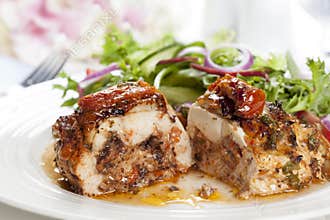 Stuffed Chicken Breast with Salad