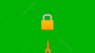 Golden Key Animation Locked in Unlock Green Screen