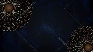 Video animation of Mystical gold Flowers background, Sacred geometry. Luxury mandalas with copy space. Loop footage