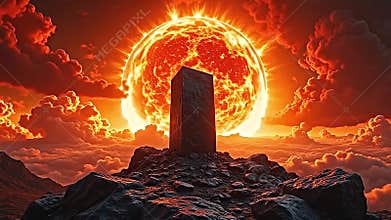 angstrom lone, obsidian monolith stand shadow amidst angstrom Generative AI