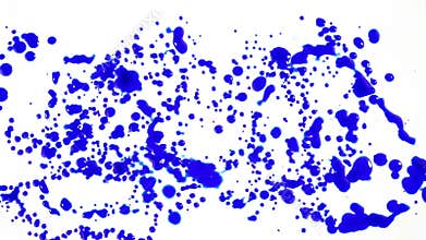 Blue Ink blot raining, isolated on white