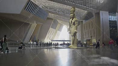 Giza, Egypt- July 26 2025: The Statue of Ramesses II in The Grand Egyptian Museum or Giza Museum