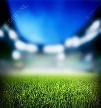 Football, soccer match. Grass close up on the stadium